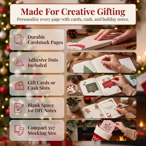 Vista 8 de Christmas Gift Card Book Spiral Bound Holder, 10 Pages，3PCS-A