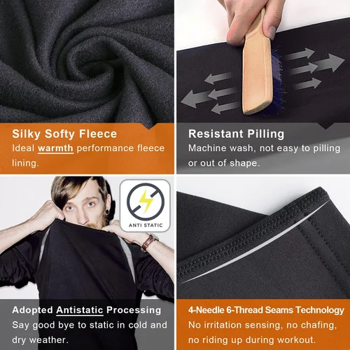 Vista 4 de Muezna Conjunto térmico para hombre con parte superior e inferior, capa base larga con forro polar suave
