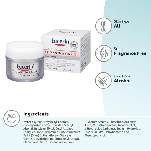 Vista 15 de Crema Eucerin para piel sensible, para rostro, con Q10, antiarrugas