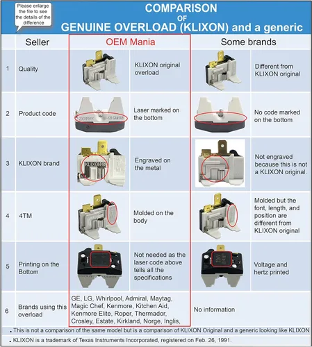Vista 3 de [WR8X122 Overload OEM Mania] WR8X122 ORIGINAL KLIXON Producido para GE Refrigerador Overload Protector Replacement Part - Código del artículo