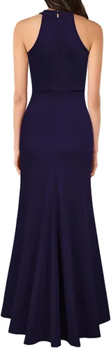 Vista 2 de WOOSEA Vestido largo de cóctel de noche de sirena con cuello alto y sin mangas para mujer