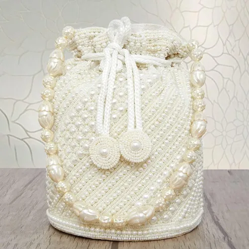Vista 3 de Aheli Bags Gift for Women Evening Bag Clutch Ethnic Bride Purse with Drawstring