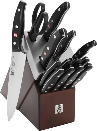 Vista 4 de ZWILLING TWIN Signature Juego de Cuchillos con Bloque Autoafilable de 15 Piezas - Marrón