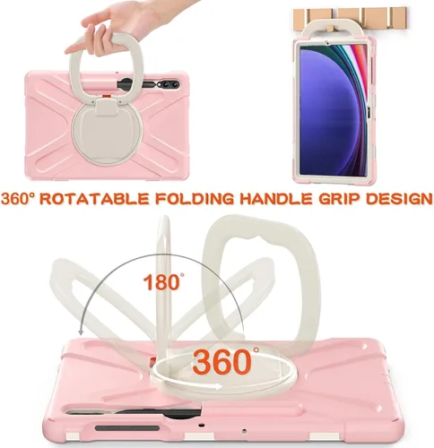 Vista 3 de Funda de silicona resistente para Samsung Galaxy Tab S9+ de 12.4 pulgadas 2023/S8+ /S7+/S7 Fe, con correa para el hombro, soporte para bolígrafo S