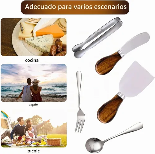 Vista 6 de Accesorios de embutidos (20 unidades), esparcidores de queso para tabla de embutidos, mini cucharas de servir, tenedores y mini pinzas para servir