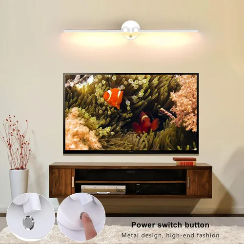 Vista 3 de Kawell Lámpara de pared LED de 12 W cableada con interruptor, brazos giratorios de 300°, iluminación moderna para sala de estar, dormitorio