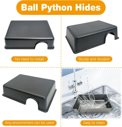 Vista 4 de Hamiledyi Caja de piel de reptil, 4 piezas, leopardo, piel de gecko, escondite de reptil, escondite de cueva, bola de pitón, accesorios