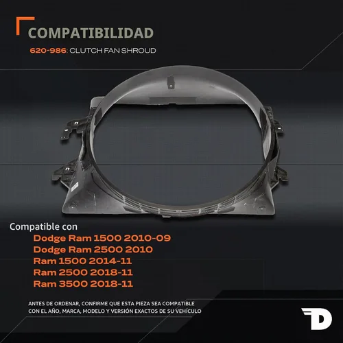 Vista 2 de Dorman 620-986 Cubierta del ventilador de refrigeración del motor