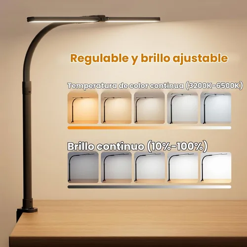 Vista 3 de Lámpara LED de Escritorio para Oficina en Casa, Luz de Escritorio de Computadora de 24W con Control Remoto, Lámpara de Mesa Brillante Regulable