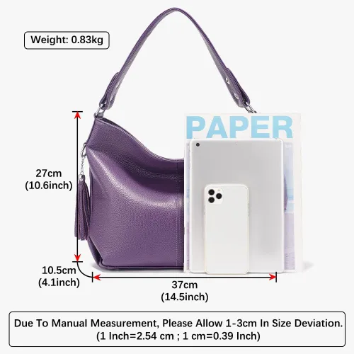 Vista 58 de Moda suave cuero genuino borla mujer bolso señoras hombro mensajero hobo bolso