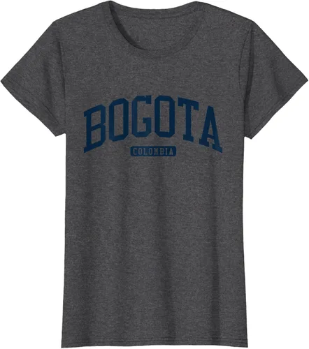 Vista 6 de Bogotá Colombia College University Style Camiseta azul marino, Blanco