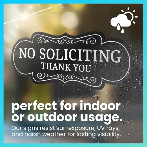 Vista 3 de ExcelMark Premium Letrero de «No Solicitar» para la Casa - Fabricado en los EE. UU. (Mediano - 7 cm x 17.8 cm, Negro con Letras Blancas)