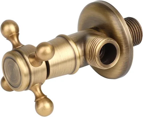 Vista 8 de Válvula de parada angular Válvula de triángulo de cobre Válvula de control de agua Grifo retro de fontanería para baño, cocina, balc