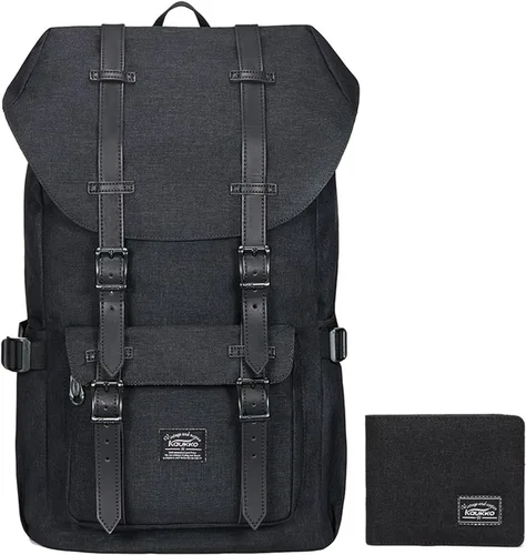 Vista 38 de KAUKKO Mochila de viaje para laptop, mochila al aire libre, mochila causal para 15.6 pulgadas (nailon negro)