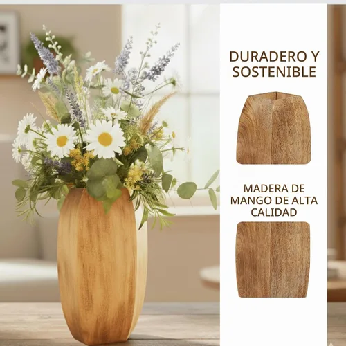 Vista 3 de Mela Artisans Florero de madera de mango - Quemado medio, 12 pulgadas Medio Quemado