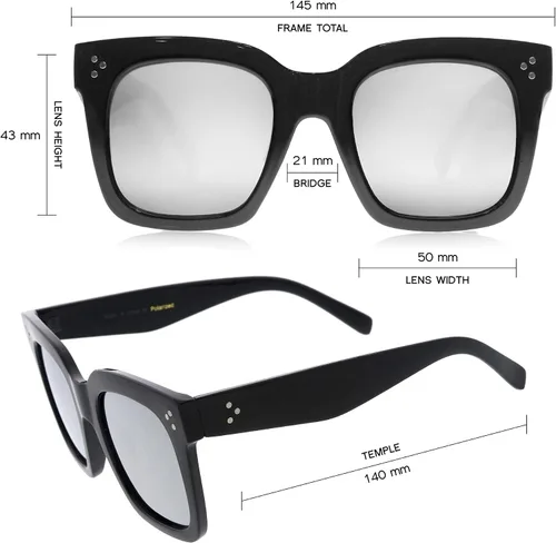 Vista 38 de zeroUV - Gafas de sol cuadradas retro de moda de gran tamaño para mujer estilo vintage 1.969 pulgadas