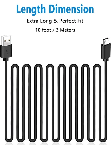 Vista 4 de Paquete de 3 cables de carga de PS4 de 10 pies para controlador Xbox One, cable de carga para PS4, cable micro USB para Xbox One SX Slim Elite