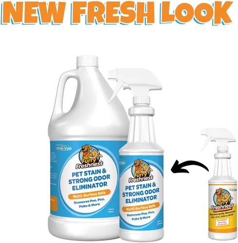 Vista 2 de FurryFreshness Extrafuerte mancha de orina de gato o perro y removedor permanente de olores + eliminador de olores – Elimina manchas de mascotas