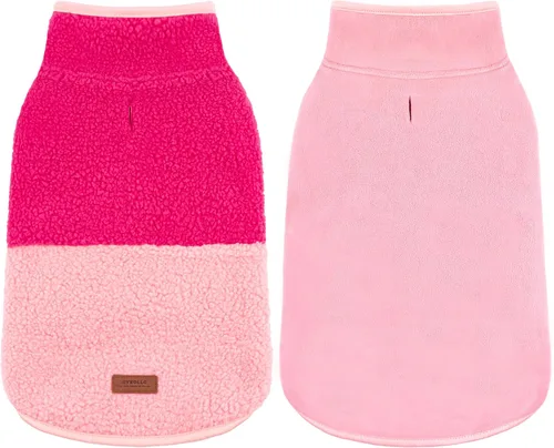 Vista 9 de cyeollo Sherpa - Abrigo reversible para perros pequeños, color rosa, talla S Warm Fleece Winter Sweater, Turtleneck Pet Vest, Adjustable Fit, Easy