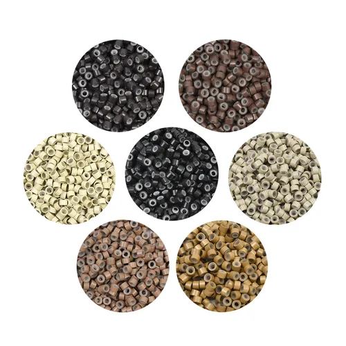 Vista 9 de 200Pcs 4mm Silicone Lined Micro Hair Extensions Beads, Black Negro