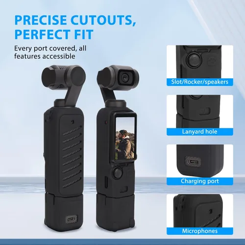 Vista 9 de Funda de silicona Pocket 3, protector de lente resistente a los arañazos, compatible con DJI OSMO Pocket 3 Creator Combo Accesorios (azul claro)