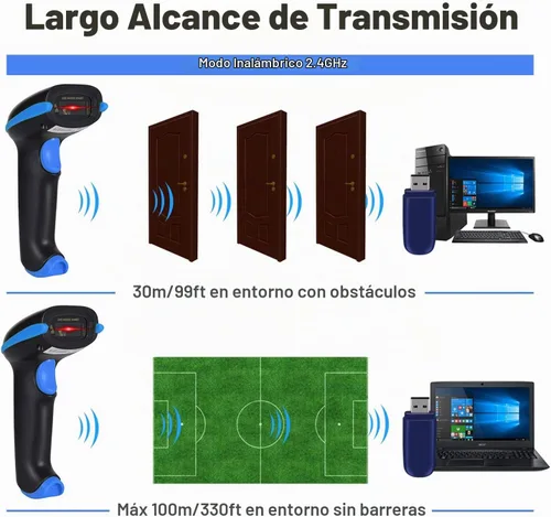 Vista 4 de WoneNice lector de código de barras con cable USB inalámbrico del escáner