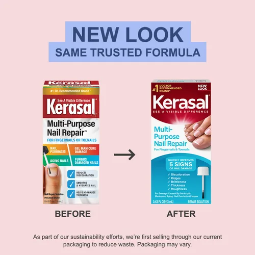 Vista 2 de Kerasal - Tratamiento reparador de uñas multiusos, solución para uñas descoloridas y dañadas, 0.43 fl oz