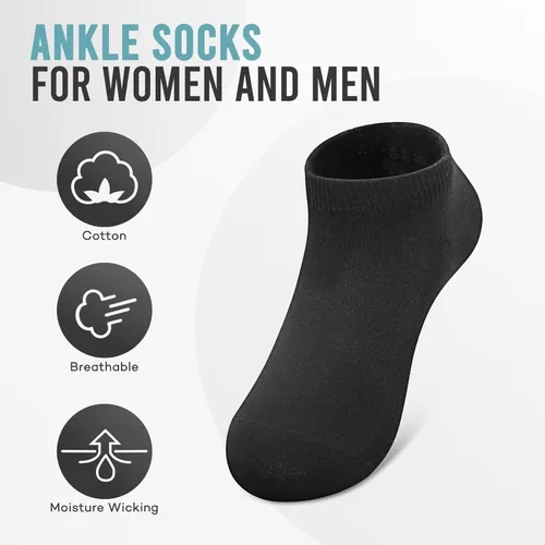 Vista 3 de FALARY Calcetines tobilleros para mujeres y hombres, 6 pares de calcetines de corte bajo que no se muestran, suaves que absorben la humedad