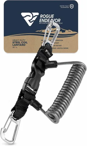 Vista 2 de Rogue Endeavor® Bobina rápida para buceo y pesca, clips de acero inoxidable de 3.25 pulgadas, hebilla de liberación rápida, cordón de núcleo