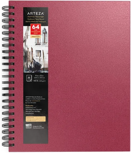 Vista 8 de ARTEZA Juego de cuaderno de bocetos de acuarela, paquete de 3, 64 páginas por libro, 5.5 x 8.5 pulgadas, cuadernos de espiral de tapa dura negra