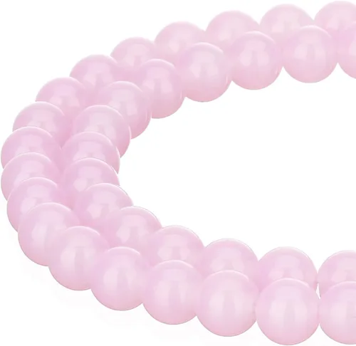 Vista 17 de RUBYCA 1 hebra 10MM Jade imitación ronda pintado recubierto de cuentas de vidrio DIY fabricación de joyas bebé rosa