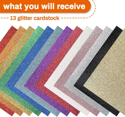 Vista 7 de Sukh 20 piezas de papel de cartulina con purpurina, papel de cartulina con purpurina A4, grueso, para manualidades, Halloween, Navidad, San
