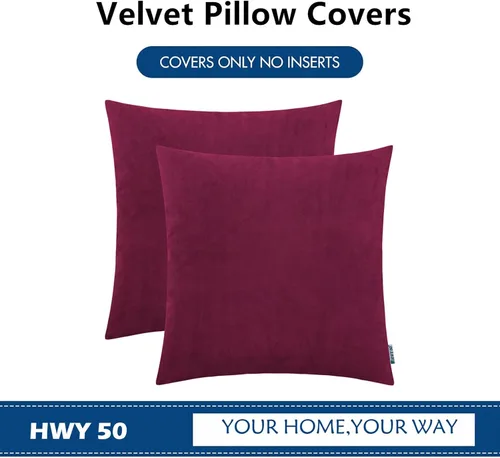 Vista 30 de HWY 50 fundas de almohada decorativas de terciopelo sólido para sofá, sala de estar., Terciopelo, gris, 20x20 pulgadas
