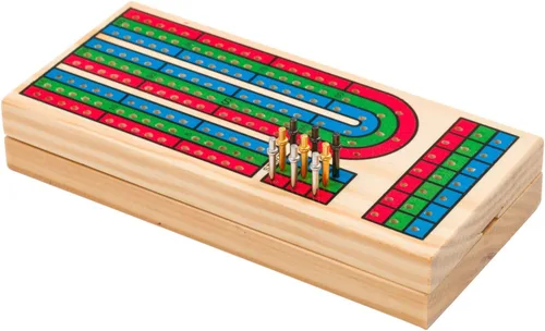 Vista 4 de Regal Games Juego de mesa Cribbage con almacenamiento, divertido juego de mesa con tablero de madera para adultos y niños, 9 clavijas de metal