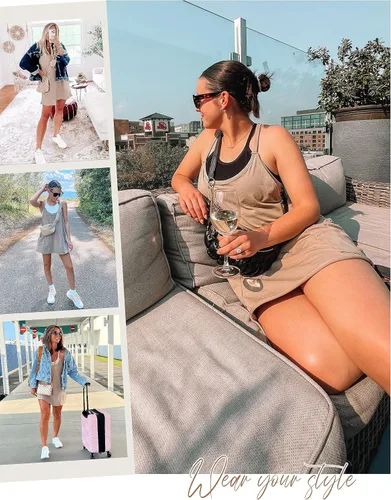Vista 5 de Lentta Minivestido deportivo sin mangas para mujer con pantalones cortos incorporados, cuello en V, tirantes delgados, vestido de verano