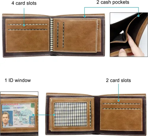 Vista 3 de Carteras grabadas personalizadas foto cuero cartera hombres,marido,papá,hijo,regalos personalizados, Estilo 3 - Rojo Marrón, Estándar