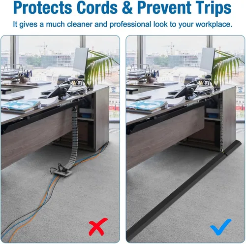 Vista 7 de Eapele Cubierta de cable de suelo de 4 pies, protector de cable resistente, fácil de desenrollar, evita peligros de tropiezos para oficina en casa