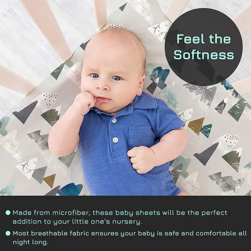 Vista 6 de TANOFAR Sábanas para cuna de bebé y niño, sábanas suaves y transpirables para cuarto de bebé