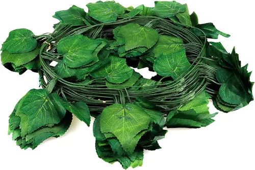Vista 5 de Guirnalda de follaje de hojas verdes artificiales de 87 pies, decoración de hojas verdes sintéticas, plantas colgantes falsas para dormitorio