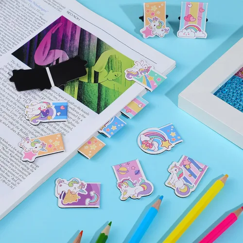 Vista 4 de Containlol 40 marcapáginas magnéticas de unicornio de regalo de regreso a clases, bonitos clips de página, marcadores de página a granel para aula