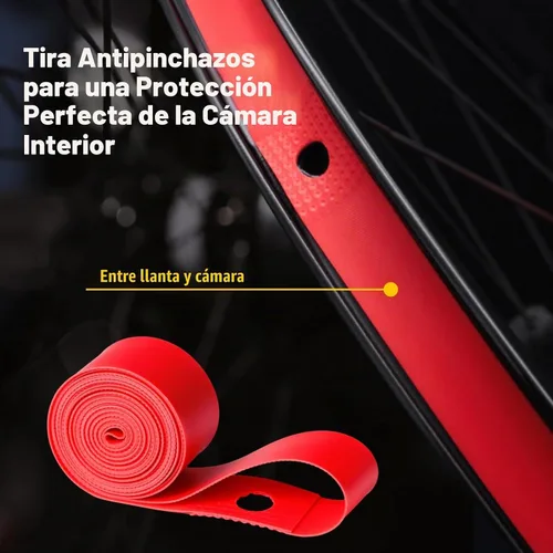 Vista 4 de 6 piezas de tubo interior de bicicleta de 20/24/26x1.75/1.95/2.0/2.1/2.125" con 2 palancas de neumáticos y 2 correas de protección con válvula