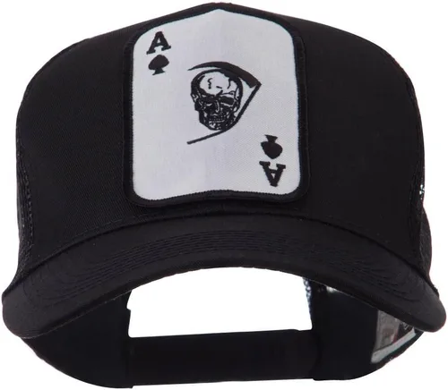 Vista 5 de e4Hats.com Skull and Choppers Gorra de malla con parches militares bordados