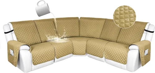 Vista 141 de HDCAXKJ Fundas de sofá seccional reclinable 100% impermeable, forma de L, funda de sofá reclinable lavable acolchada suave para mascotas, perro