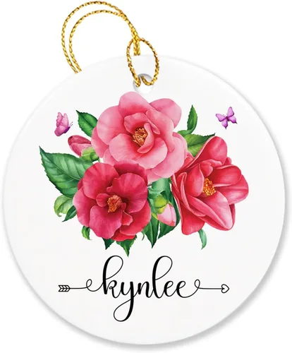 Vista 19 de Adorno personalizado de flor de azalea para la primera Navidad, adorno personalizado de Azalea 1ª Navidad, recuerdo de flores para amigos, regalo