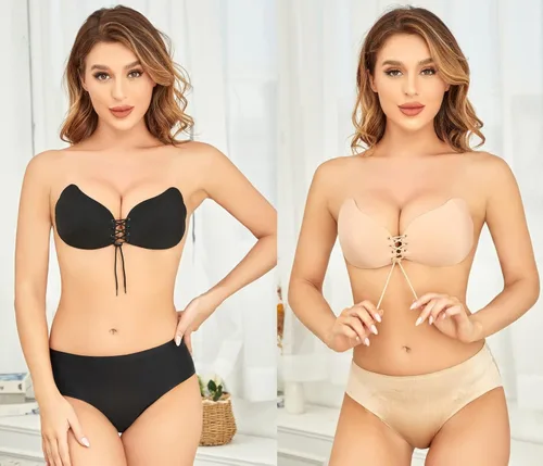 Vista 2 de MITALOO Sticky Push Up Adhesive Invisible Backless Bra Magic Nipple Covers Strapless Bra