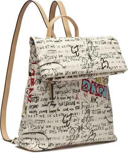 Vista 2 de DKNY Mochila de moda multiusos para mujer, Graffiti blanco icónico Tilly