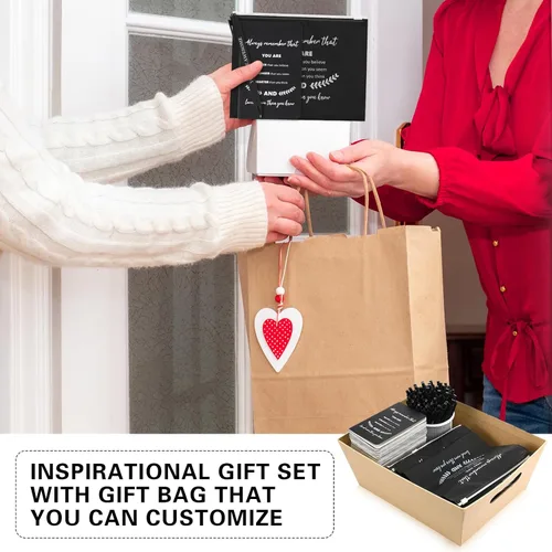 Vista 5 de Seajan Regalos inspiradores a granel, 50 bolígrafos inspiradores, 50 bloc de notas motivacionales, 50 bolsas de maquillaje para mujeres y hombres