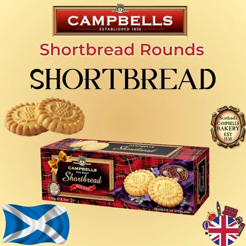 Vista 3 de Campbells Shortbread Pure Butter Rounds 4.23 oz (120g) – Galletas de mantequilla escocesas tradicionales de Escocia, galletas de té inglesas