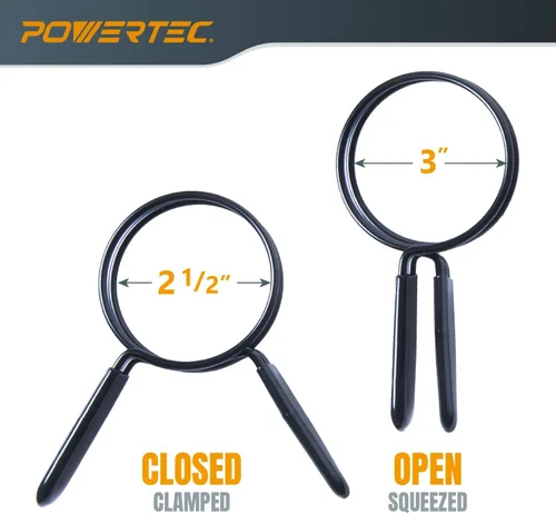 Vista 2 de POWERTEC Abrazaderas de manguera de doble bucle de 2-1/2 pulgadas para ventilación de secadora y recolección de polvo, abrazaderas de resorte