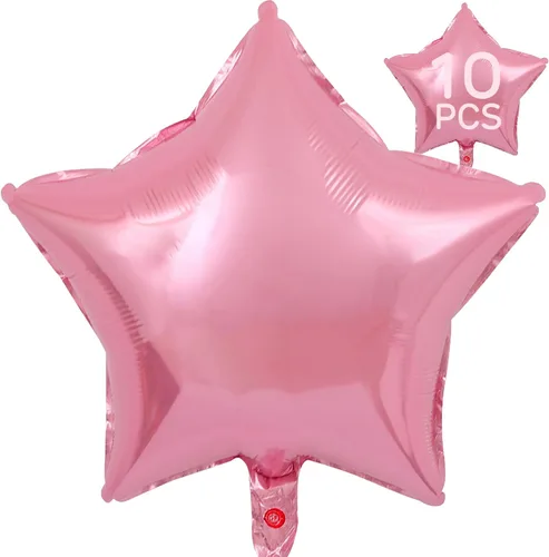Vista 6 de Globos de estrella beige de 18 pulgadas, 10 globos de Mylar de forma estrella beige con revestimiento metálico de helio para decoraciones de fiesta